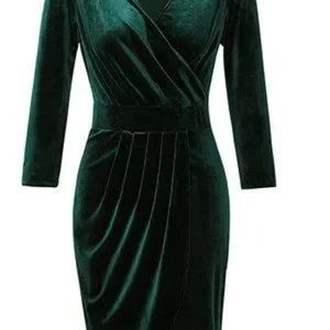 Green velvet mini dress